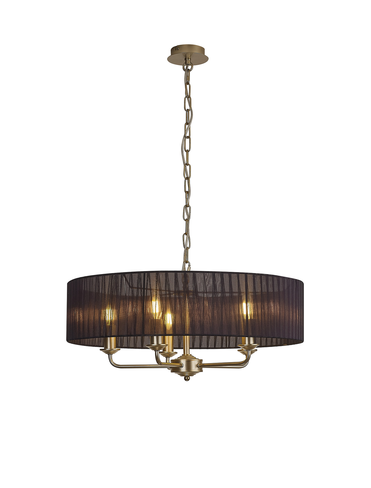 DK0962  Banyan 45cm 3 Light Pendant Champagne Gold; Black